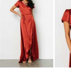 Baltic Born Terracotta Krystal Satin Wrap Gown